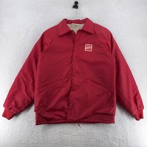 Vintage Coca-Cola Jacket Mens Medium Red Riverside Sherpa Lined Snap Up USA‎ 80s